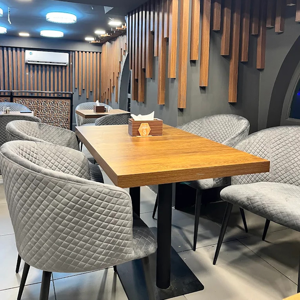 Modern Arabic restaurant interior with elegant seating and decor