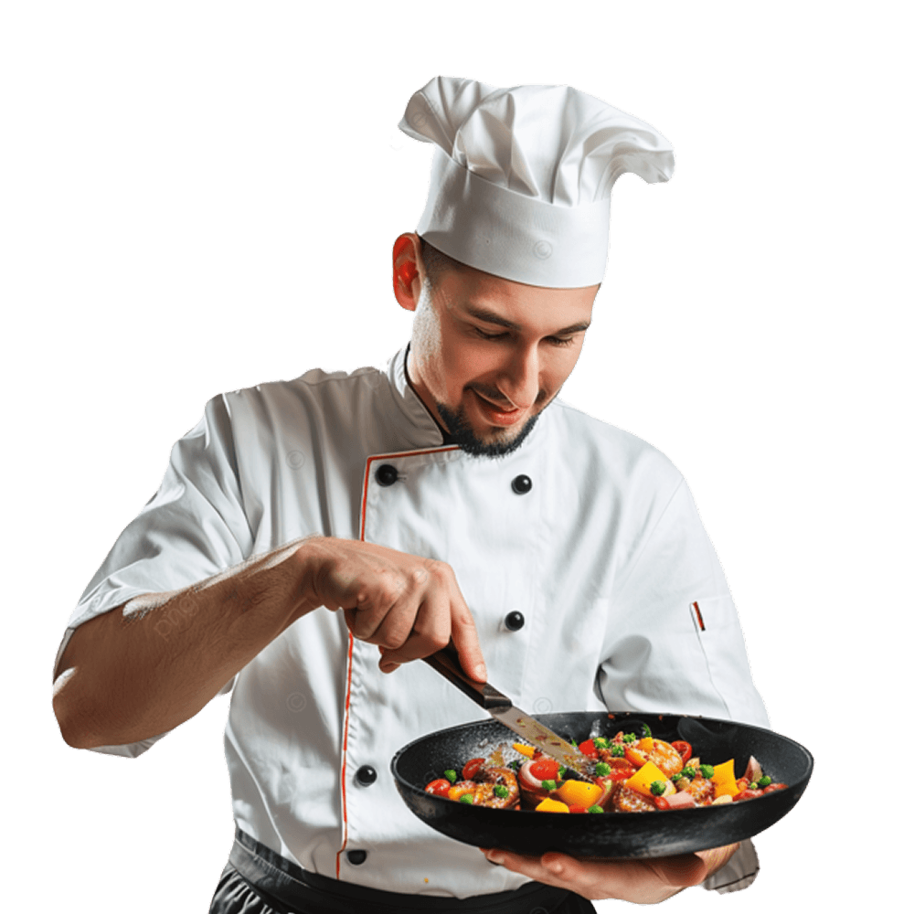 Professional chef preparing fresh gourmet vegetable stir fry